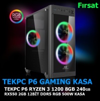 TEKPC P6 AM4 RYZEN 1200 8GB 240GB RX550 2GB 128BIT RGB 500W GAMING KASA - 1